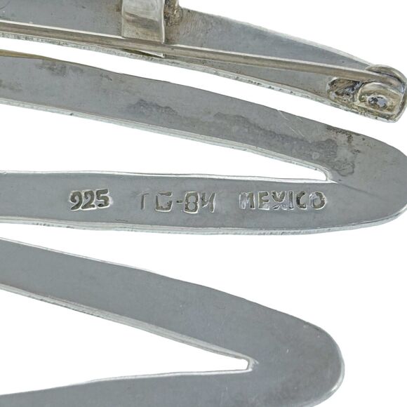 Southwest Taxco TC-84 Mexico Sterling Silver Squiggle Abstract Brooch Pendant - Picture 3 of 6